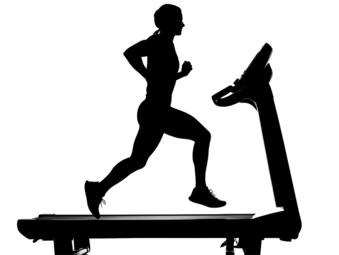 Isolated Woman Running on Treadmill Silhouette - Powered by Adobe