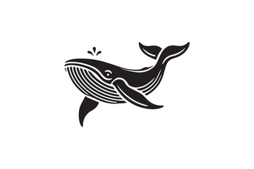  black-and-white simple whale  vector silhouette 