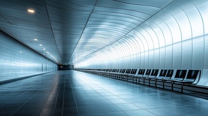 Obraz premium Futuristic tunnel walkway, city transit, background lights