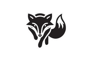  black-and-white simple fox sneaking vector silhouette 