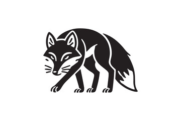  black-and-white simple fox sneaking vector silhouette 