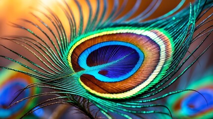 Obraz premium Magnificent Peacock Feather Close-Up