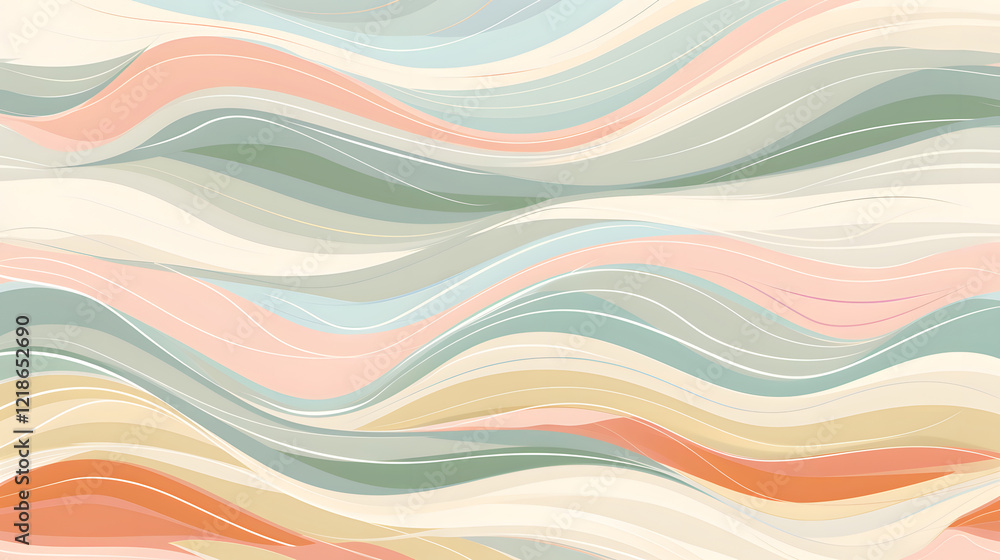 Poster abstract horizontal background with colorful waves, generative ai