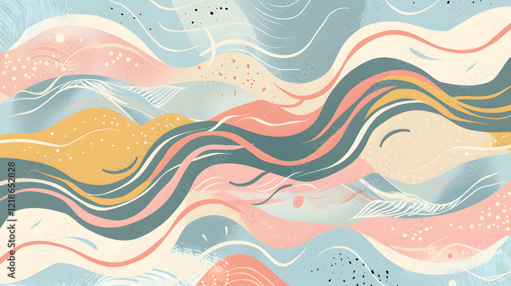Aufkleber abstract horizontal background with colorful waves, generative ai