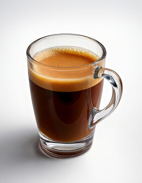 Espresso coffee in a transparent cup