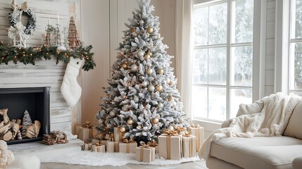 Lovely festive tree decorated with packages.