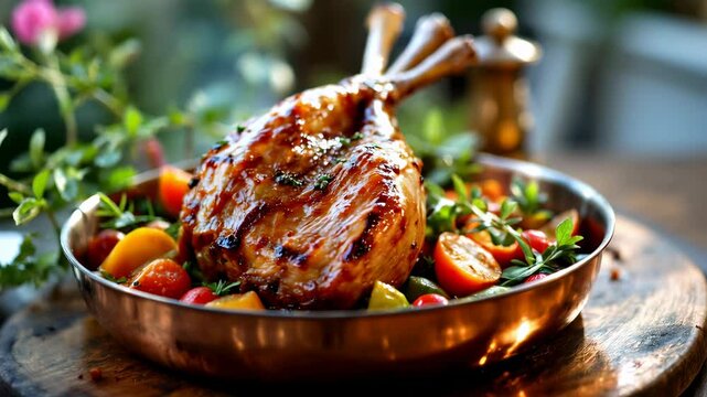 Roasted Provencal Easter Leg of Lamb with Spring Vegetables and Fresh Herbs