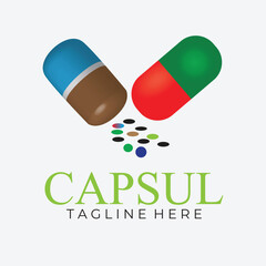 Drug capsule  logo design eps