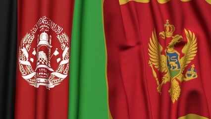Flags of AFGHANISTAN and MONTENEGRO  with realistic cloth texture