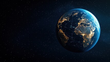 Obraz premium globe Global Connectivity and Networking 3D rendering of Earth with network lines, global network infrastructure.