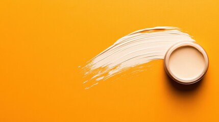 Cosmetic cream container on orange surface
