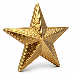 3d gold metal star isolated