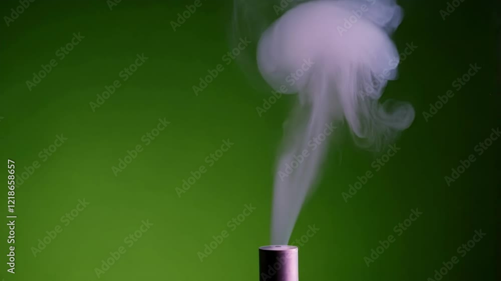 Aufkleber white smoke is emanating from a small chimney against a vibrant green screen backdrop. creating a vi