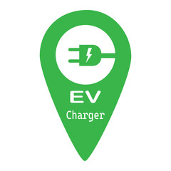Location EV charging station location mark.Electric car charge station map pointer, EV charging point GPS pin, Vector illustration.