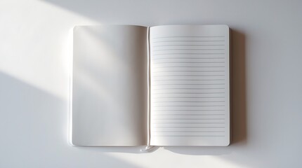 Blank Notebook Open in Sunlight: Minimalist Stationery Mockup