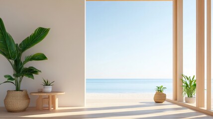 Stunning 3D Rendering of a Modern Beach House with Breathtaking Sea View