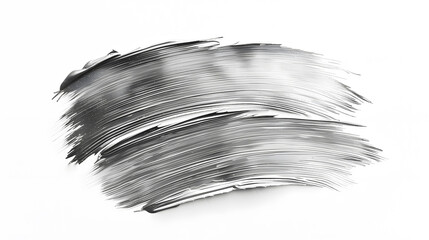 Abstract silver paint brushstroke isolated on white background, generative ai