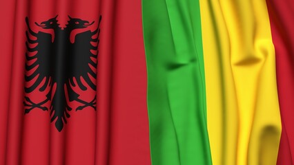 Flags of ALBANIA and MALI  with realistic cloth texture