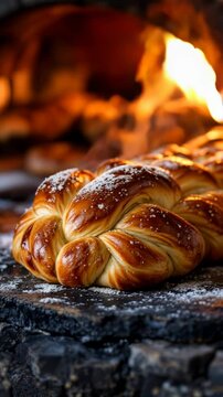 Traditional Easter Kuruc Bread Baking in a Warm, Crackling Fire