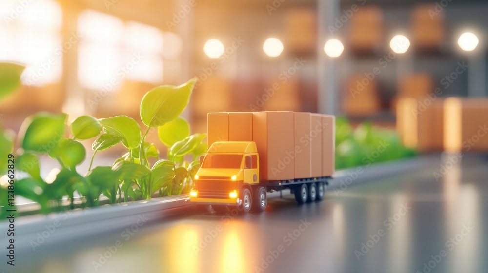 Poster warehouse logistic and supply chain network a dynamic visualization of goods moving through a supply