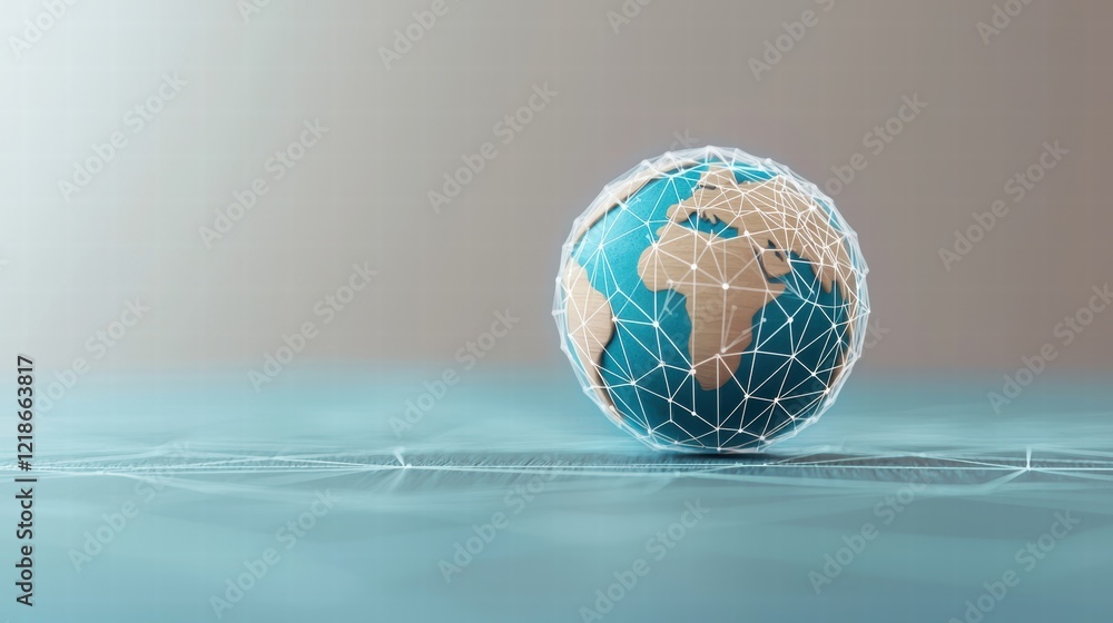 Poster globe with connectivity icon stylized globe with network icons and lines, abstract connectivity repr