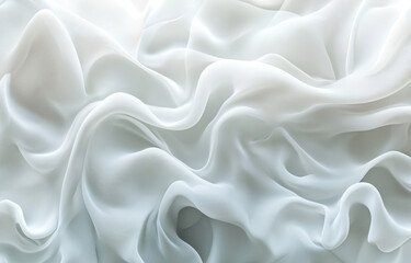 Obraz premium Light and airy white fabric features delicate waves and folds, showcasing elegant textures that add charm to various design projects. This serene material can enhance any aesthetic.