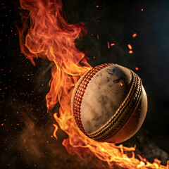 cricket ball on fire
