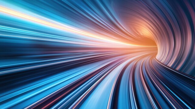 Hyperloop train travelling at high speed through a tunnel External view of a hyperloop train entering a tunnel, motion blur.