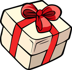 white colour modern gift box hand drawn vector image with transparent background 