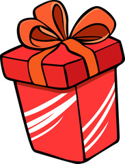 red colour gift box with modern golden and yellow ribbon stylish look hand drawn vector image with transparent background 