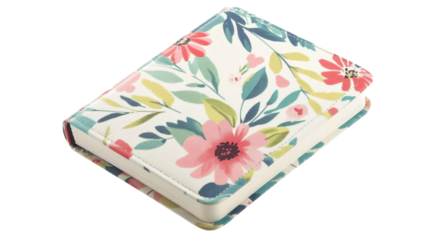Notebook with flower pattern on transparent background