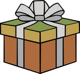 colourful modern gift box with glassy ribbon hand drawn vector image with transparent background 