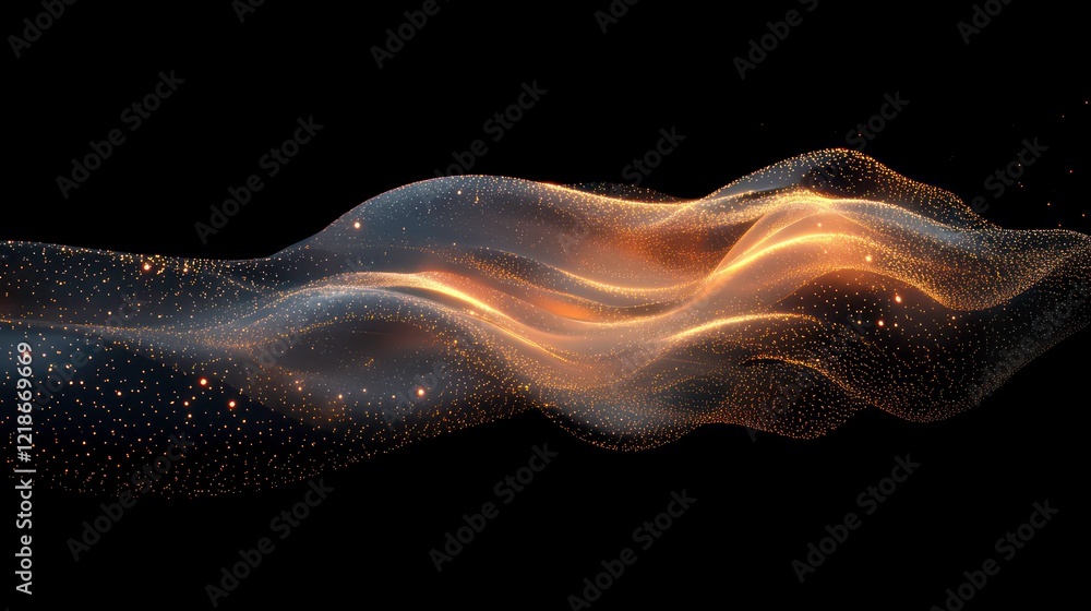Aufkleber flowing streams of glowing particles forming an abstract shape.