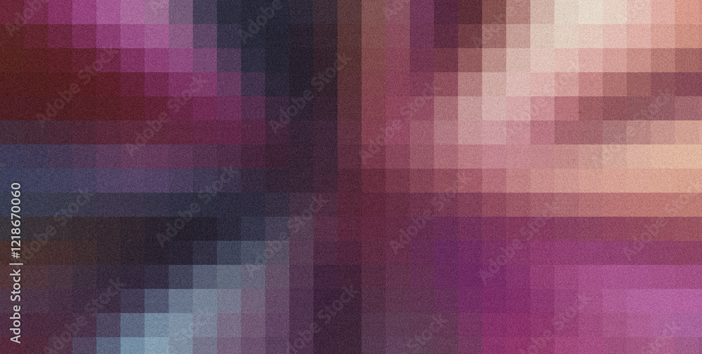 Poster abstract pixel art background with grainy texture creating a mosaic effect, ideal for creative proje