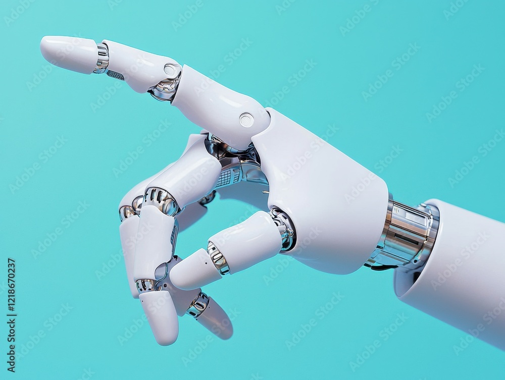 Poster robotic finger joint precision movement advanced technology macro clinical environment close-up view