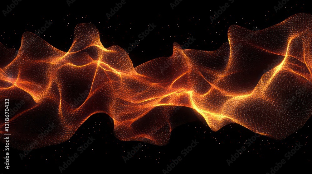 Aufkleber flowing streams of glowing particles forming an abstract shape.