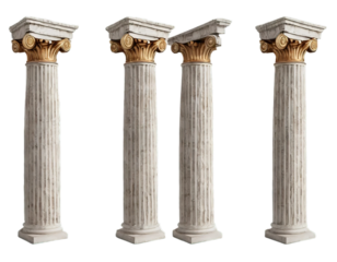 Greek columns isolated on transparent or white background, png