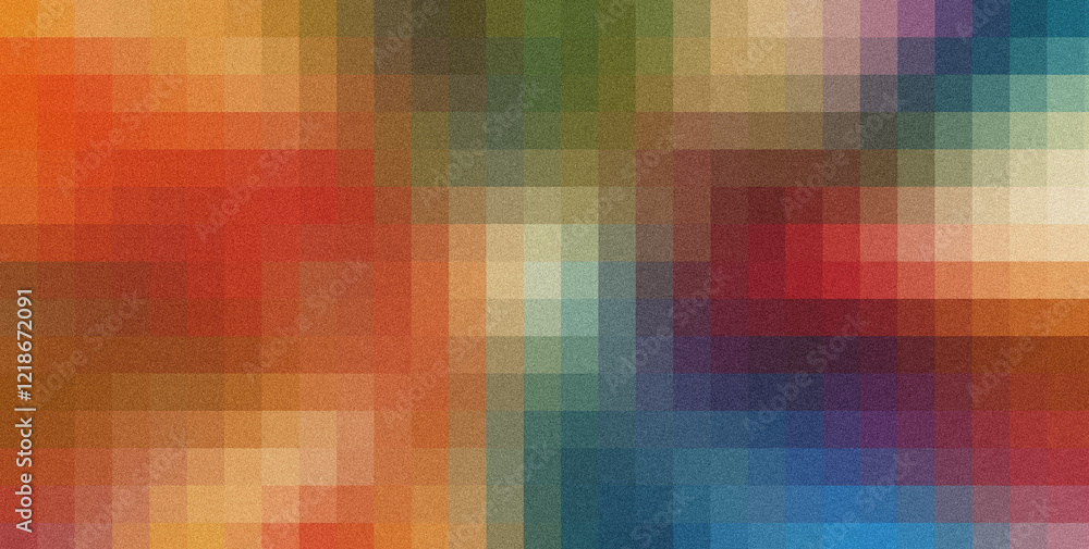 Poster grainy texture creating a colorful pixelated abstract pattern, ideal for backgrounds and graphic des