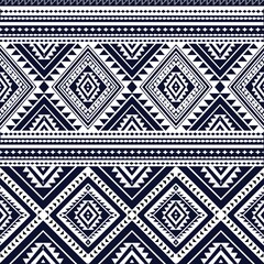American ethnic tribal fabric pattern features a geotactic style in white and blue tones, ethnic by a watercolor-like coloring technique. The meticulous design brings an ethnic of realism and elegance