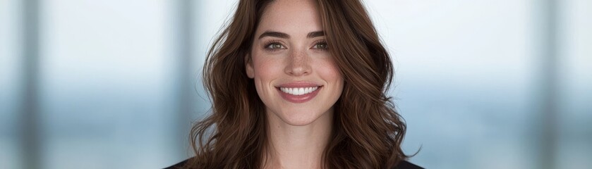 Smiling Woman Portrait Medium Shot, Brown Hair, Soft Background, Beauty Concept, Portrait Photography Portrait Photography, Beauty