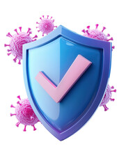 Isolated Shield with Check Mark and Coronavirus