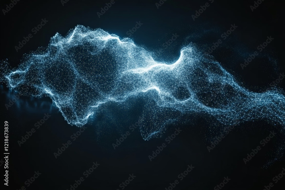 Aufkleber dynamic abstract light display with glowing particles creating flowing patterns in dark space