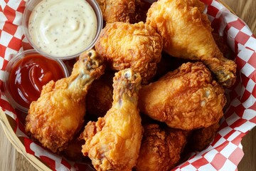 Crispy Fried Chicken Drumsticks with Dipping Sauces