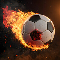 Fototapeta premium soccer ball on fire