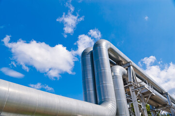 pipeline close-up against blue sky