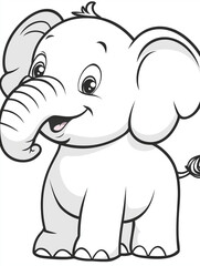 Naklejka premium elephant template on transparent background for coloring