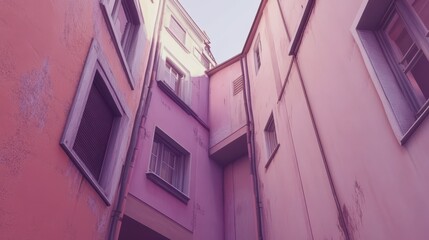 Pink Buildings Alleyway Windows European Architecture