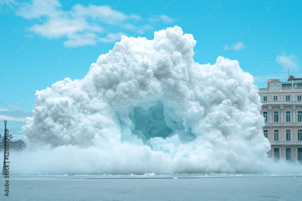 Poster A time-lapse of a glacier calving into the ocean, capturing the dynamic movement of ice,