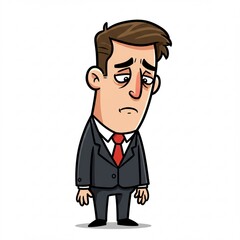 Obraz premium Sad Cartoon Businessman Depressed Unhappy Worried Stressed Office Worker Illustration