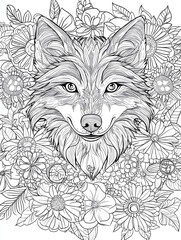 wolf template on transparent background for coloring